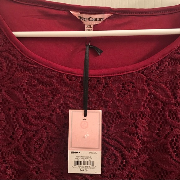 (XXL) Juicy Couture Ruffle Floral Lace Sweatshirt - Picture 2 of 5